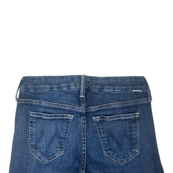 Mother Looker Ankle Fray Jeans Size 25 In Girl Crush Blue Stretch Raw Frayed Hem - Picture 9 of 12